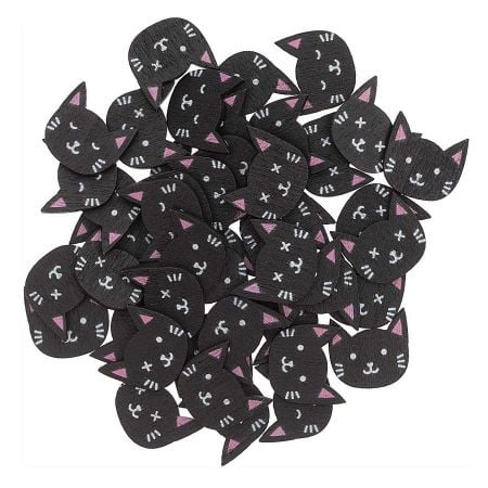 48 confettis en bois "chat"