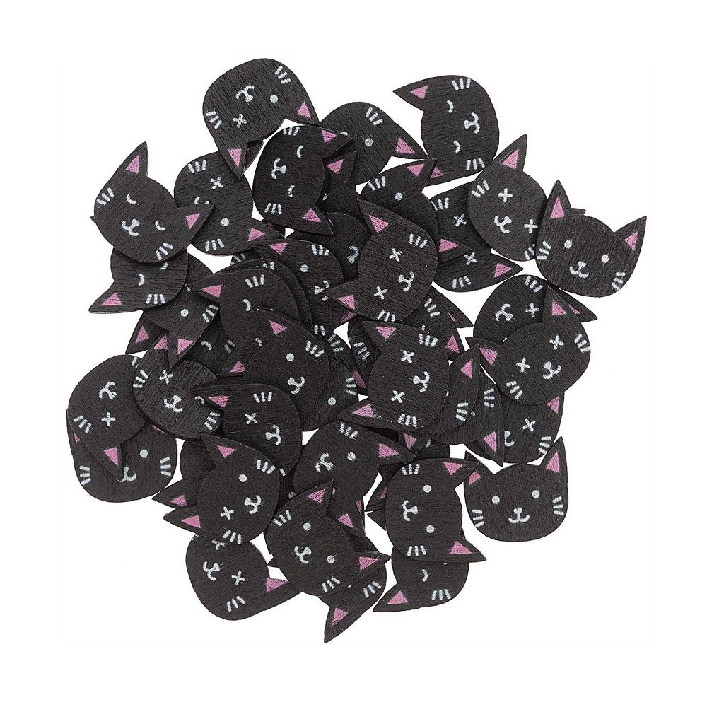 48 confettis en bois "chat"