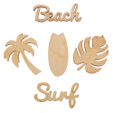 10 confettis en bois "beach & surf"