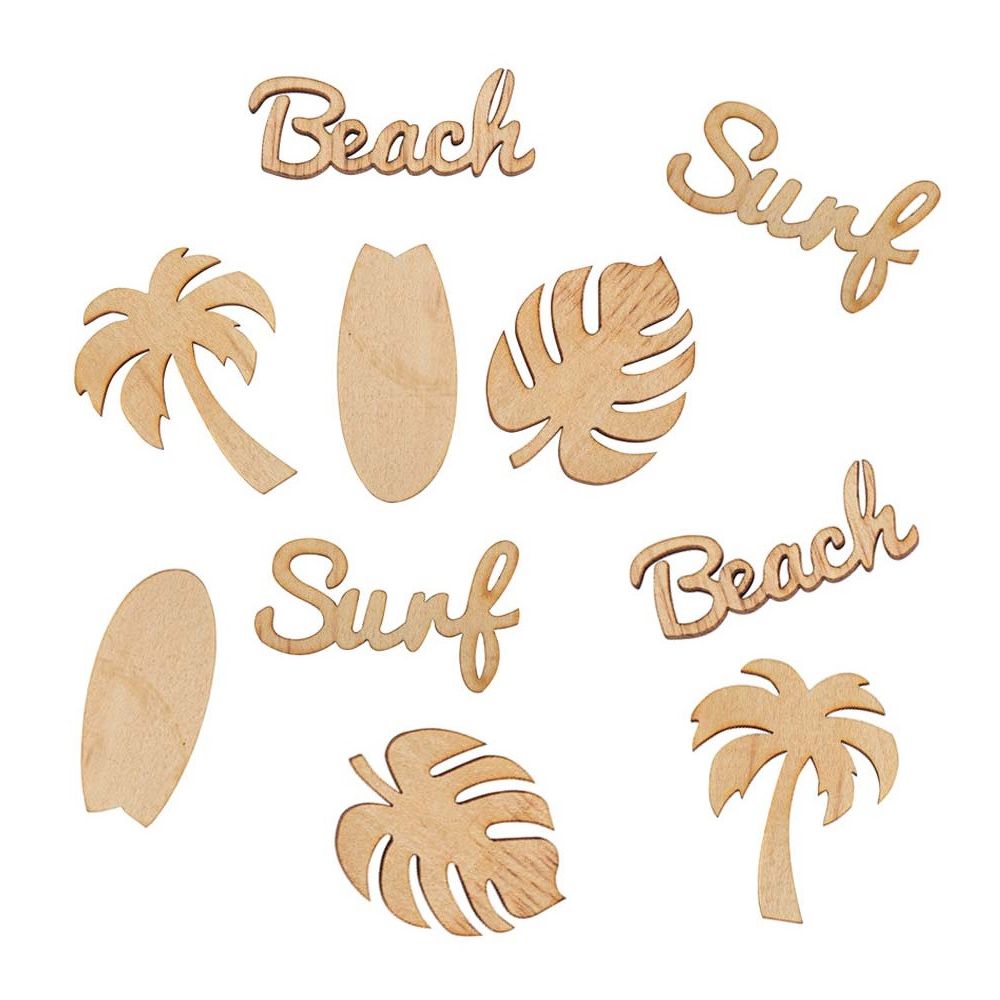 10 confettis en bois "beach & surf"