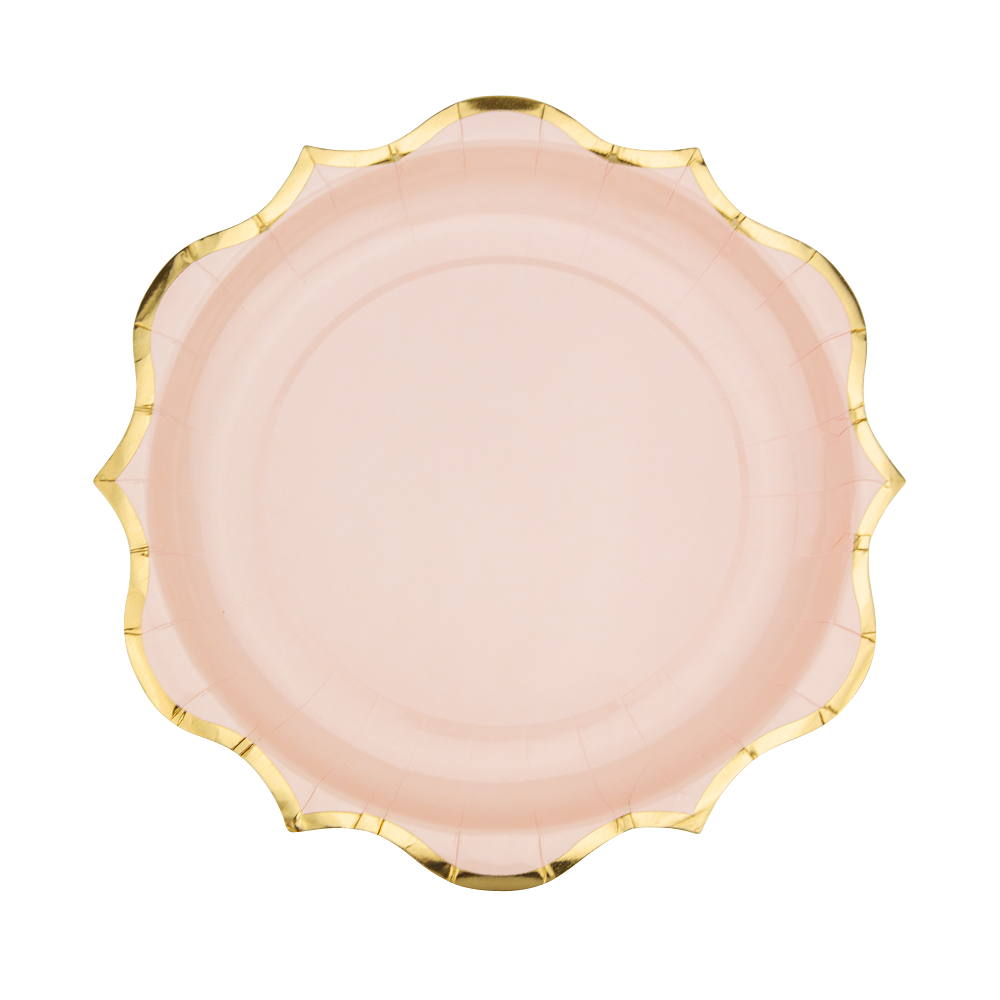 8 assiettes "rose liseré doré" - 23 cm