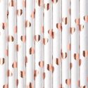 10 pailles blanches cœur rose gold