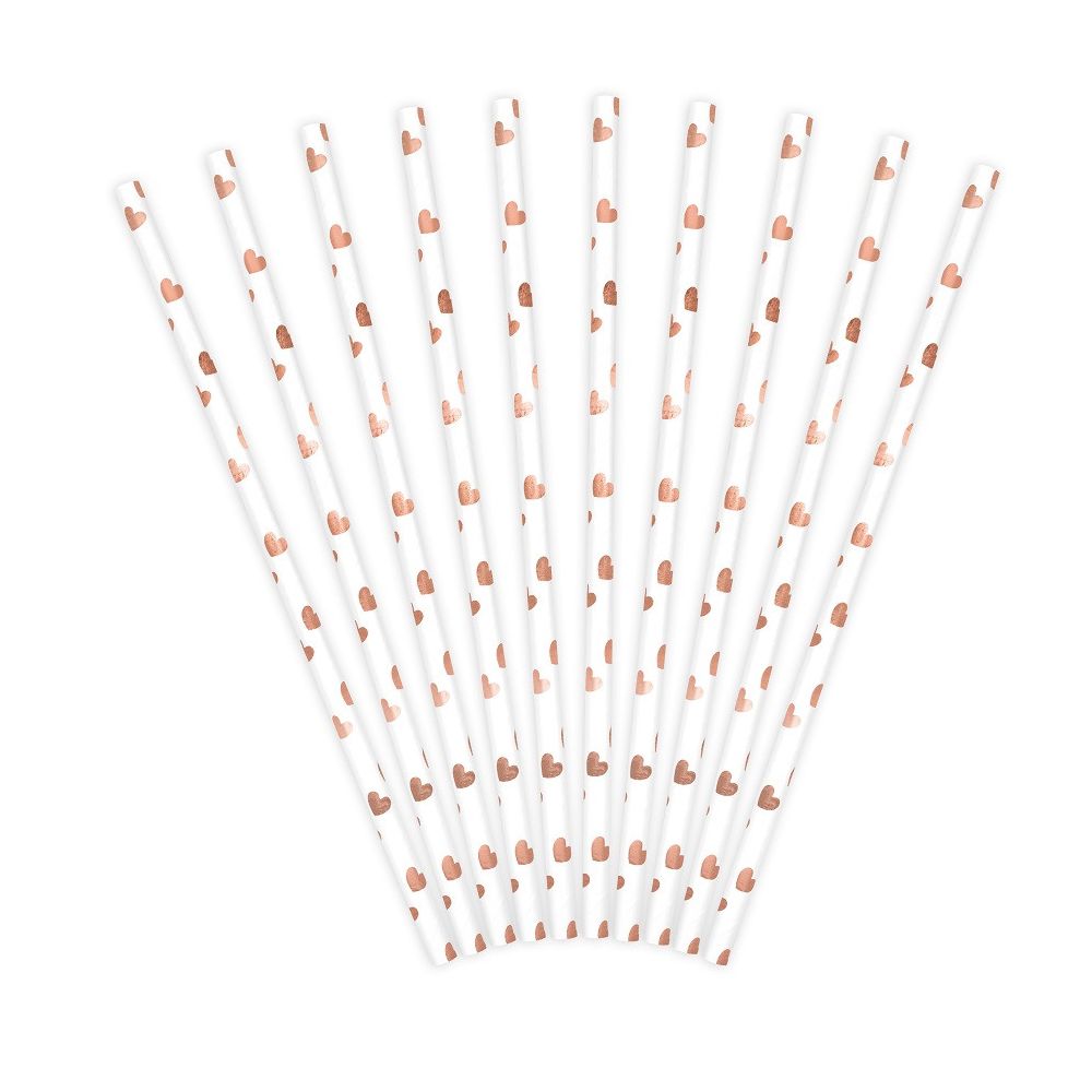 10 Pailles en papier - or rose clair