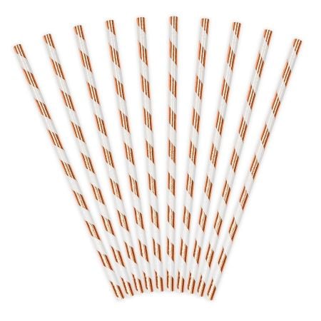 10 pailles rayures rose gold