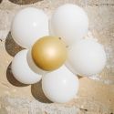 6 ballons DIY "marguerite" blancs et dorés