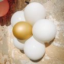 6 ballons DIY "marguerite" blancs et dorés