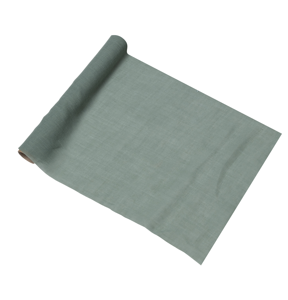 5 m chemin de table mousseline de coton vert sauge - 28 cm