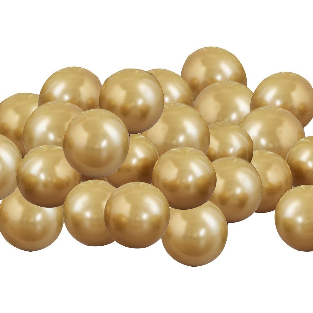 Lot de 40 petits ballons chrome doré - 13 cm