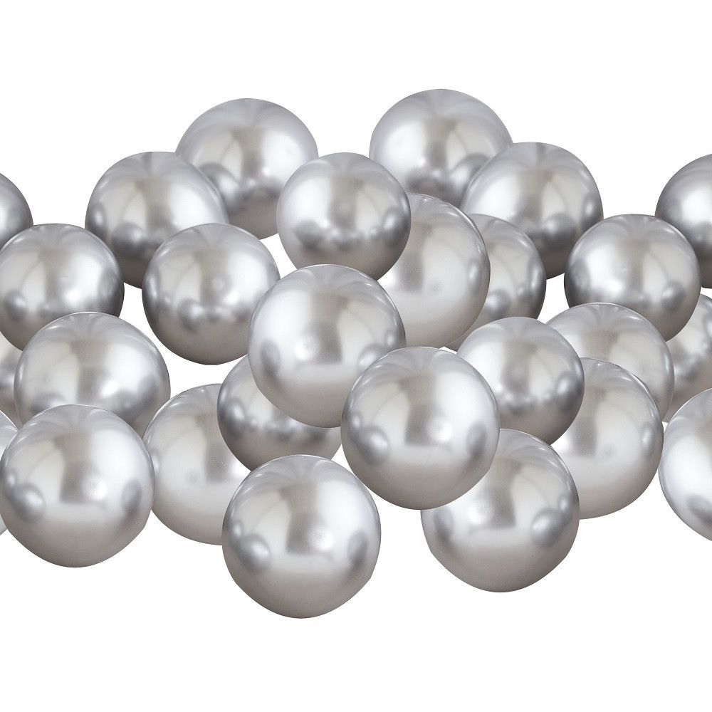 Lot de 40 petits ballons "argent" -  13 cm