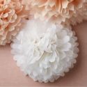 Pompon en papier blanc - 25cm