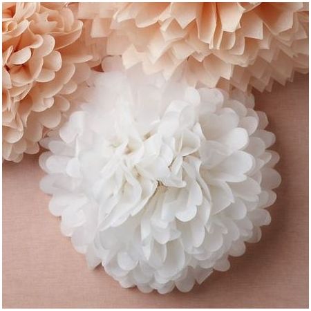 Pompon en papier blanc - 25cm