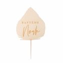 Cake topper en bois personnalisable "baptême palme"