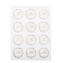 24 stickers "merci" feuilles dorées