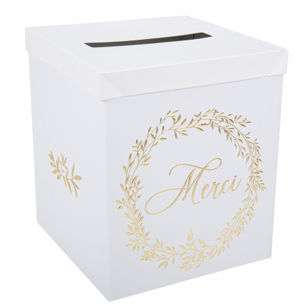 Urne "merci" feuilles dorées