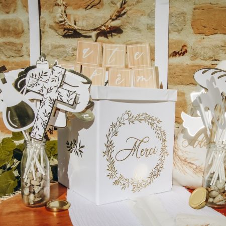 Urne "merci" feuilles dorées