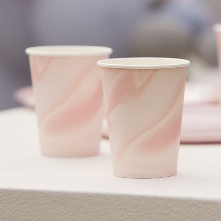 8 gobelets "marbre rose"