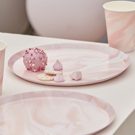 Gobelets en carton marbre rose - Décoration de table