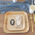6 assiettes carrées écologiques en feuilles de palmiers - 18 cm