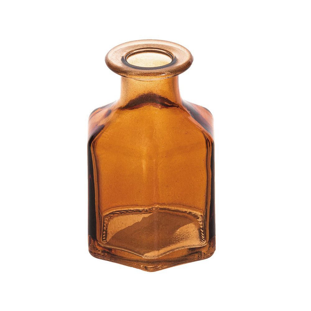 Vase hexagone en verre "ambre" - 9 cm