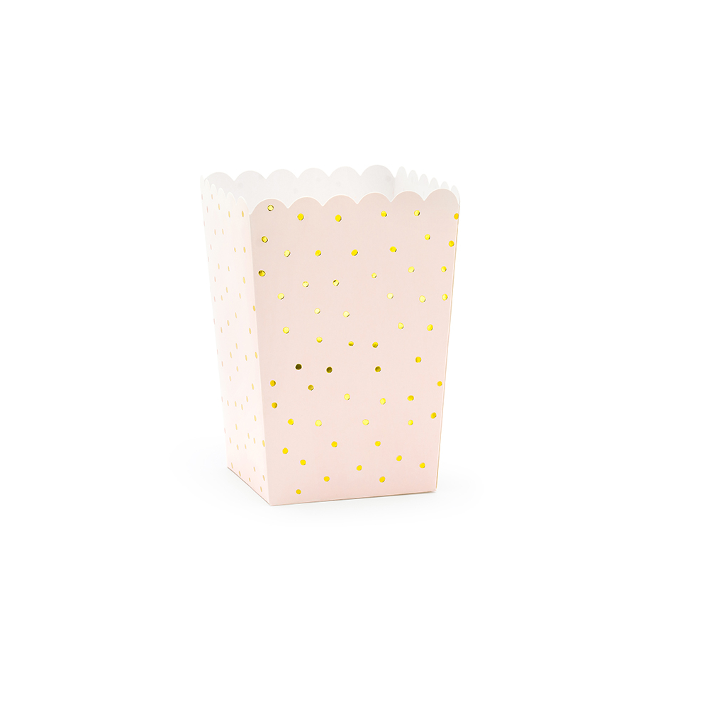 6 Boîtes à pop -corn Dots - rose clair