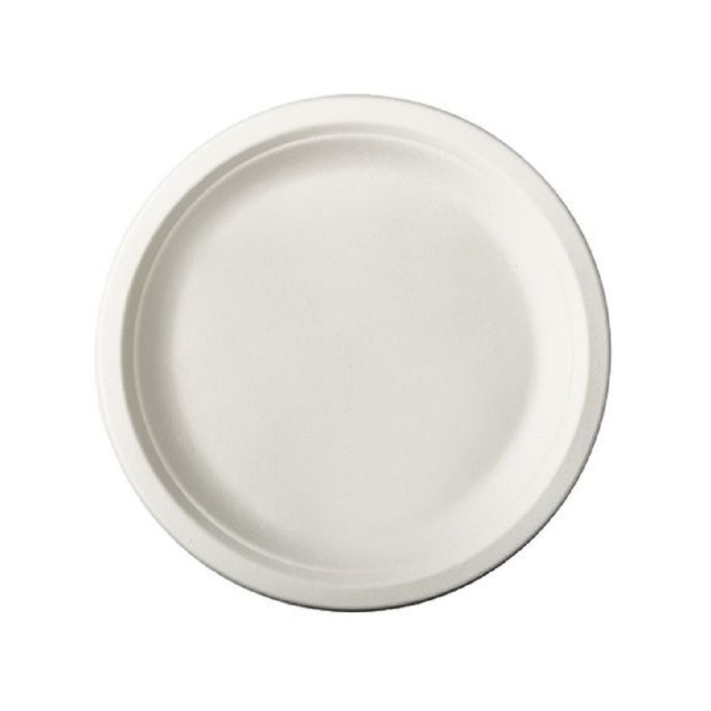 12 assiettes blanches en canne à sucre - 26 cm