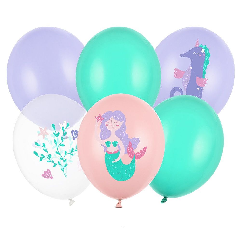 Lot de 6 ballons "sirène" - 30 cm