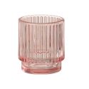 Photophore en verre strié "rose" - 8 cm