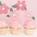 8 pics à gâteaux "fleurs roses" - 13 cm
