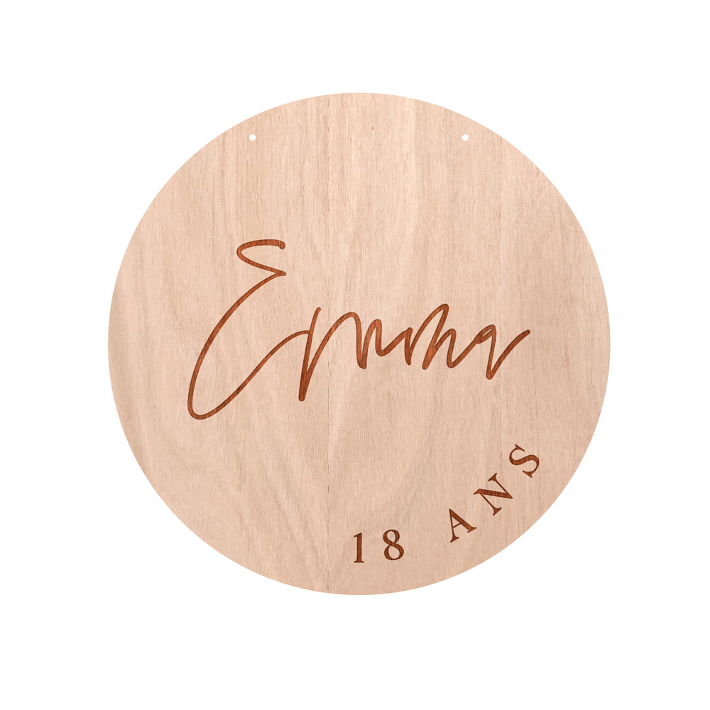 Panneau personnalisable rond "anniversaire" - matière au choix