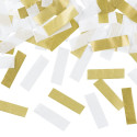 Baguette à confettis rectangles blancs et dorés