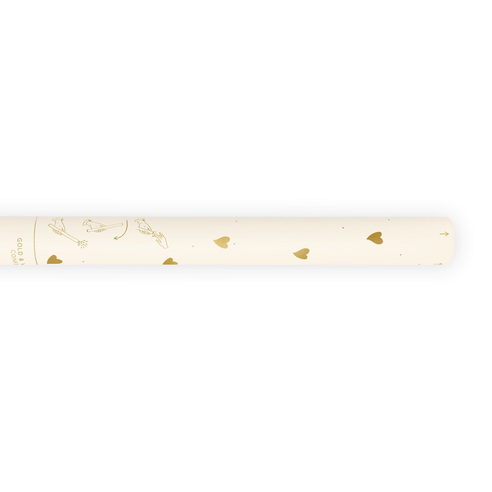 Baguette à confettis cœur blancs et dorés