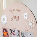 Panneau photo en bois personnalisable "un an avec..." - flower power
