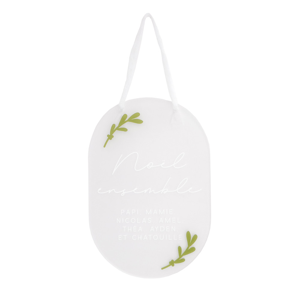 Suspension ovale personnalisable "noël ensemble" - matière au choix