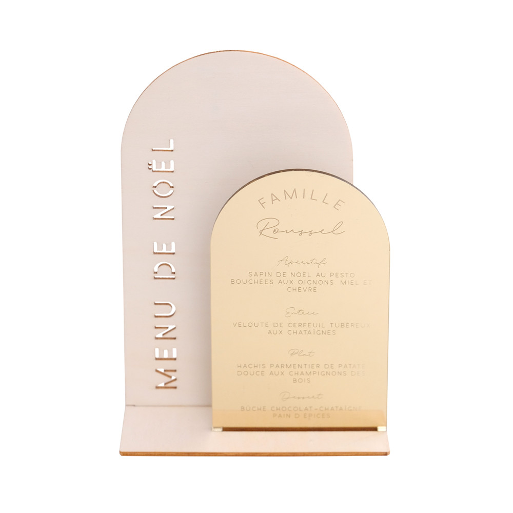 Menu de Noël en bois personnalisable "arche" - matière au choix