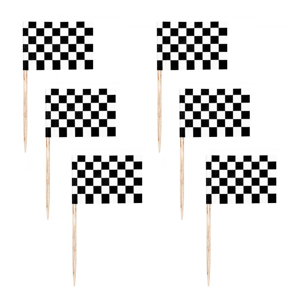 24 pics drapeau "course automobile" - 6 cm