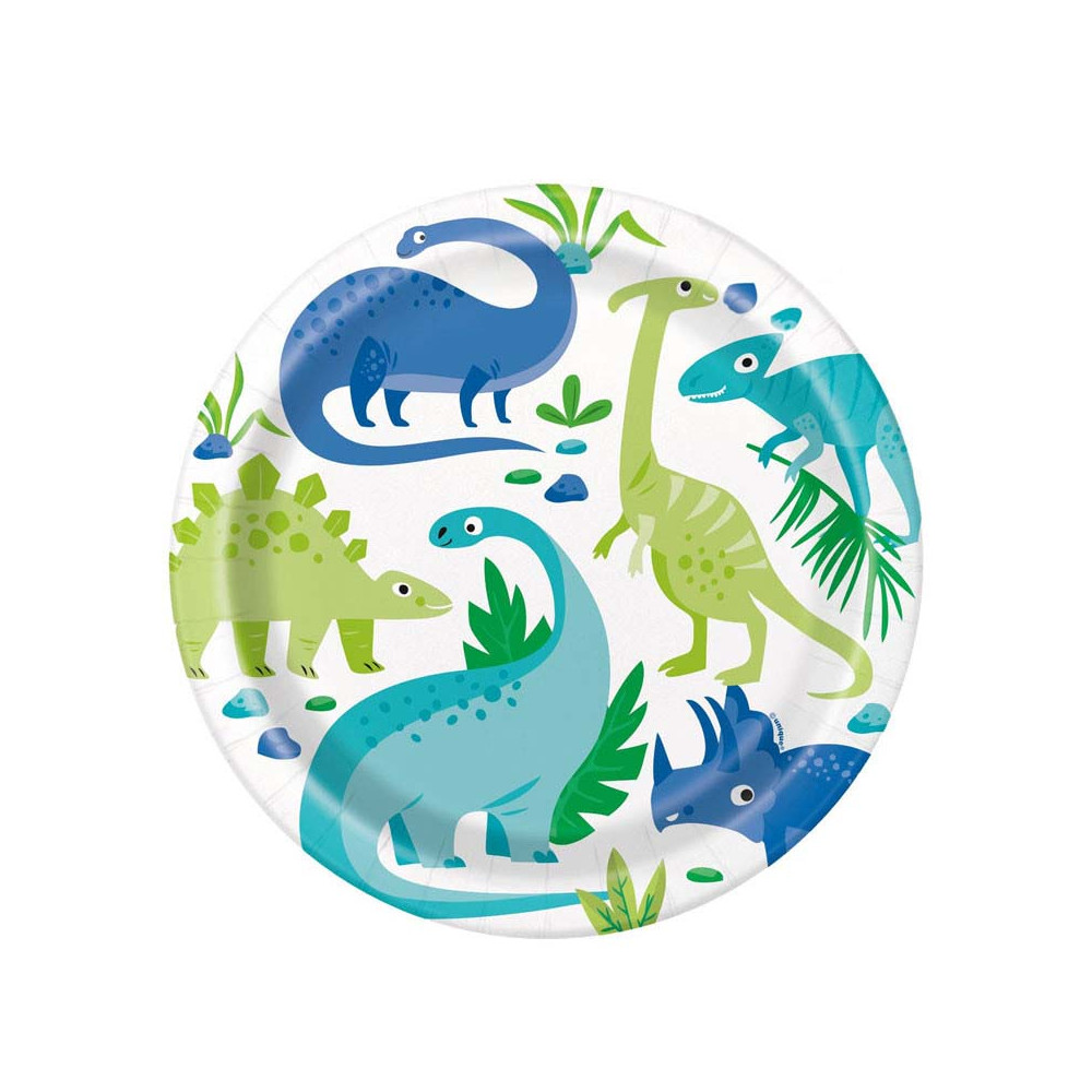 8 assiettes "dinosaures" - 22.5 cm