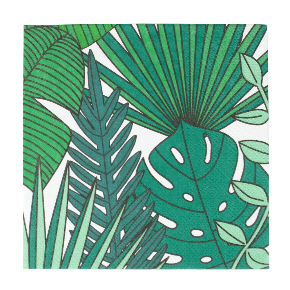 20 serviettes "feuilles tropicales" - 16.5 cm