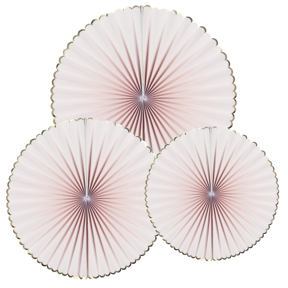 Lot de 3 rosaces "rose pastel et or"