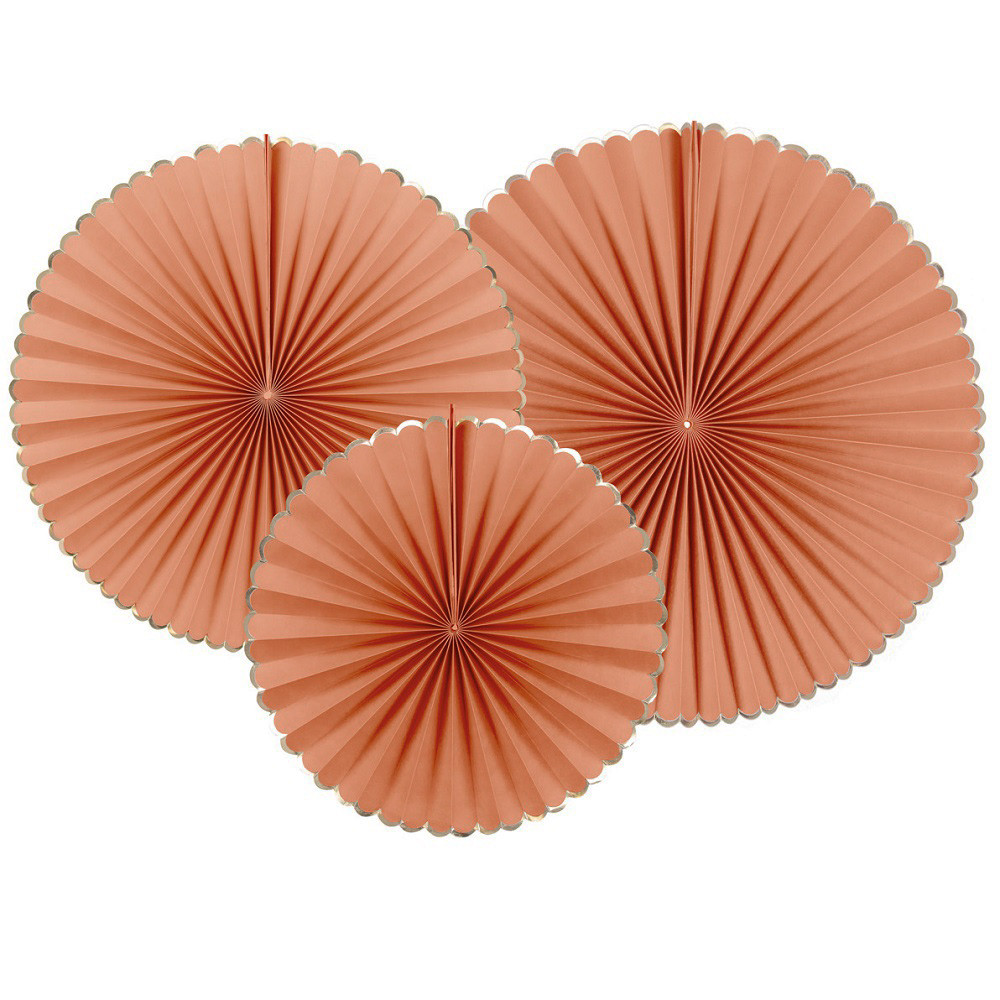 Lot de 3 rosaces "terracotta et or"