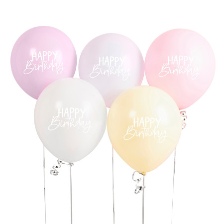 5 ballons pastel "Happy...