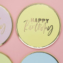 8 assiettes pastel "Happy birthday" - 23 cm