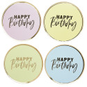 8 assiettes pastel "Happy birthday" - 23 cm