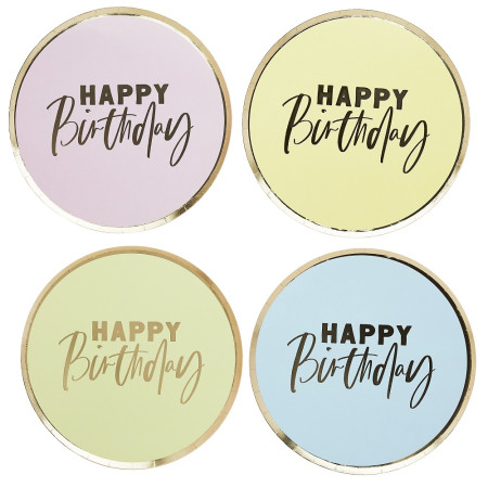 8 assiettes pastel "Happy...