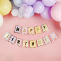Guirlande de fanions pastel "Happy birthday" - 3 m