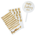 Cake topper plexiglas à personnaliser "stickers dorés"