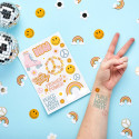 2 planches de tatouages temporaires "Peace Love Party"