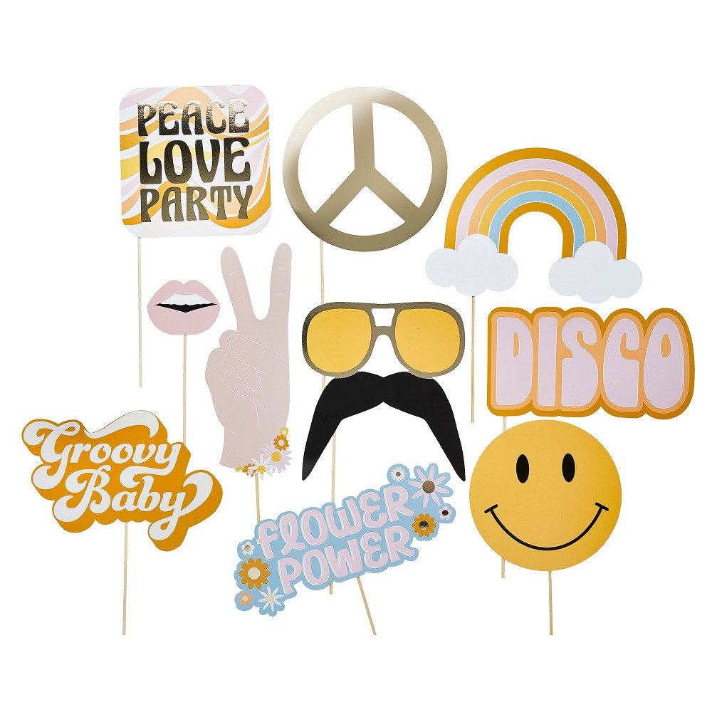 10 accessoires photobooth "Peace Love Party"
