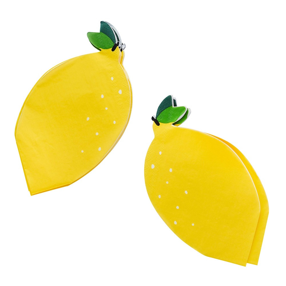 16 serviettes citron "garden party" - 23 cm