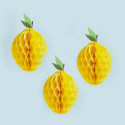 3 décorations alvéolées citron "garden party"