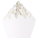 10 cornets à confettis "blanc feuilles dorées"